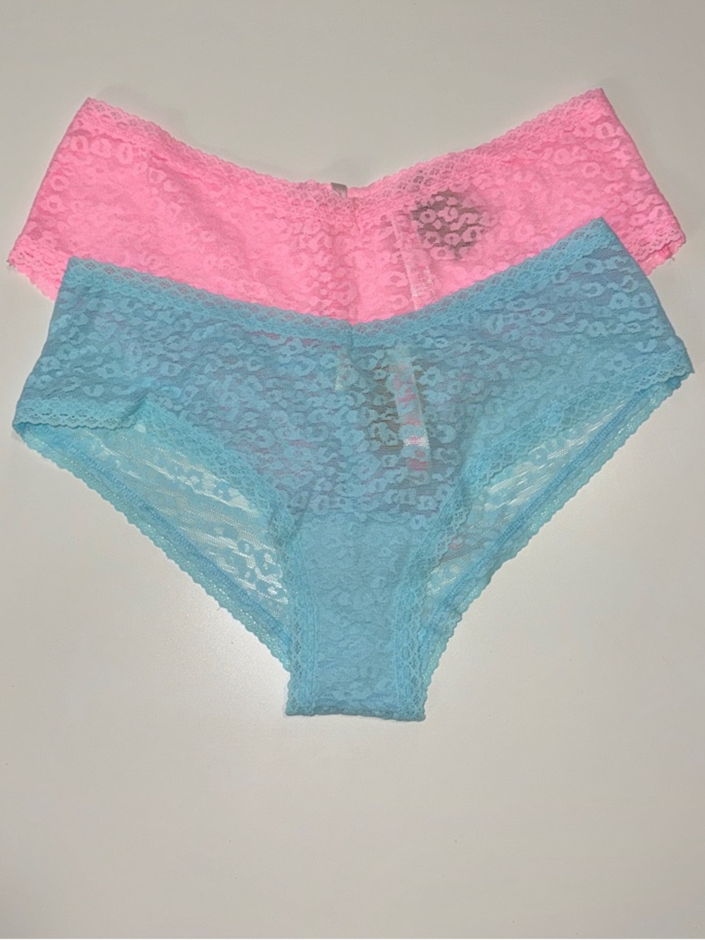 PINK Victoria's Secret Lace Hipster Set - Pink & Aqua